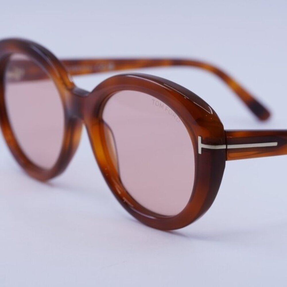 Tom Ford Lily-02 FT1009 53Y Sunglasses Havana Oval Frame, Pink Lenses - Picture 4 of 9